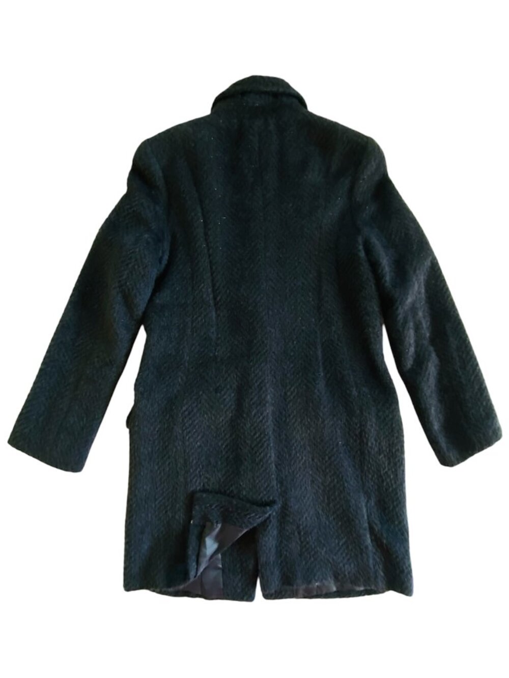 DIA Luxury Suri Alpaca Wool Shimmer Mid Length Coat Jacket Charcoal Black Small - Picture 5 of 13
